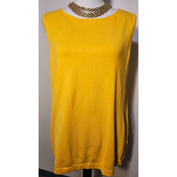 Whisper Knit By Louis Dell'Olio Womens Yellow Cardigan and Sleeveless Sweater L - Picture 6 of 10